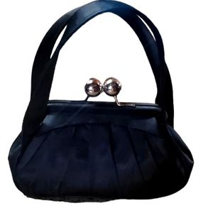 METAPHOR BLACK SATIN EVENING BAG